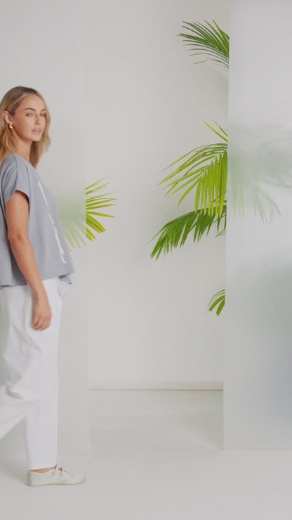 Naya Placement print top with Angle hem  Nas26119