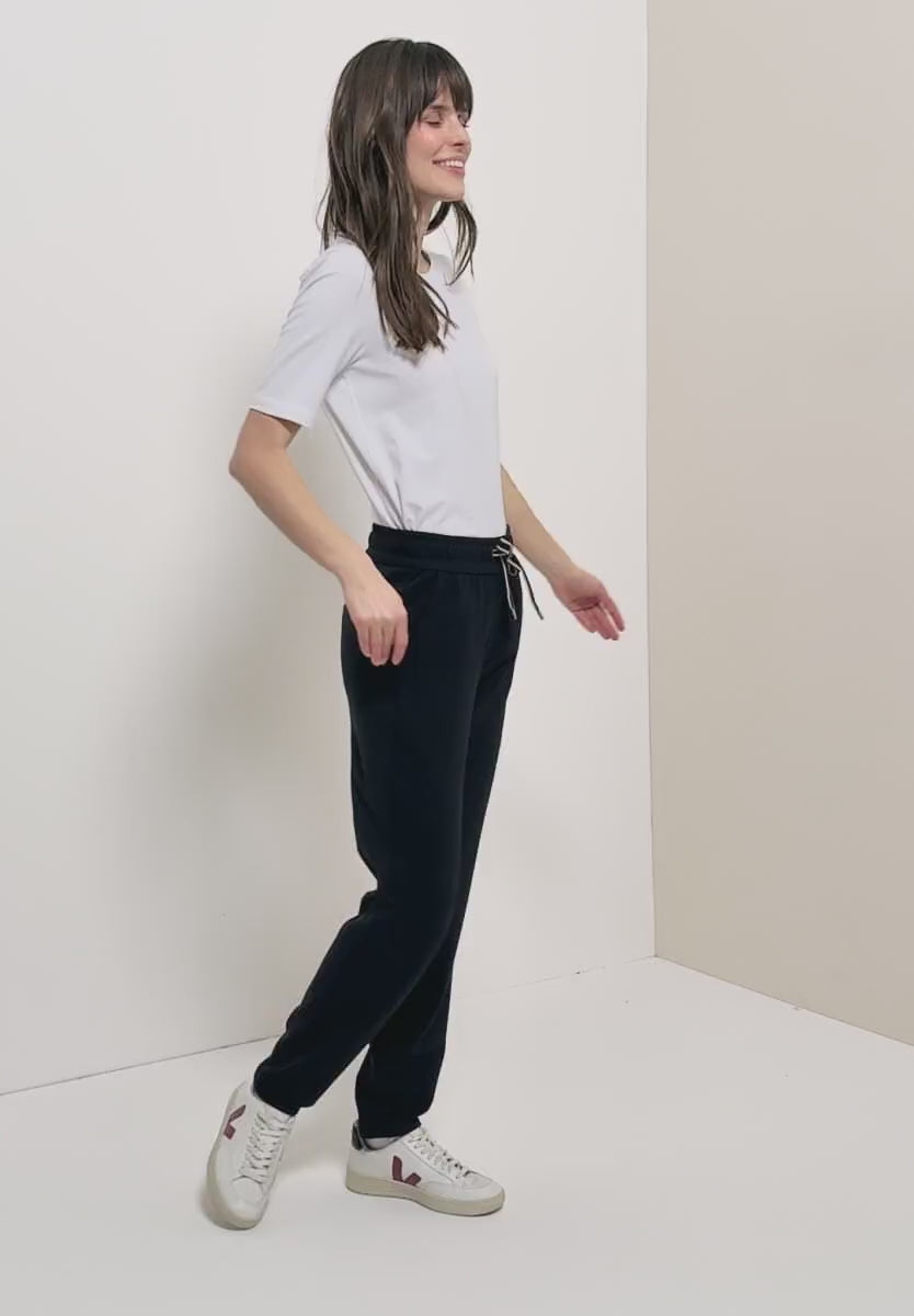 Cecil Tracey Soft Jersey Joggers in Navy 30" leg 380592