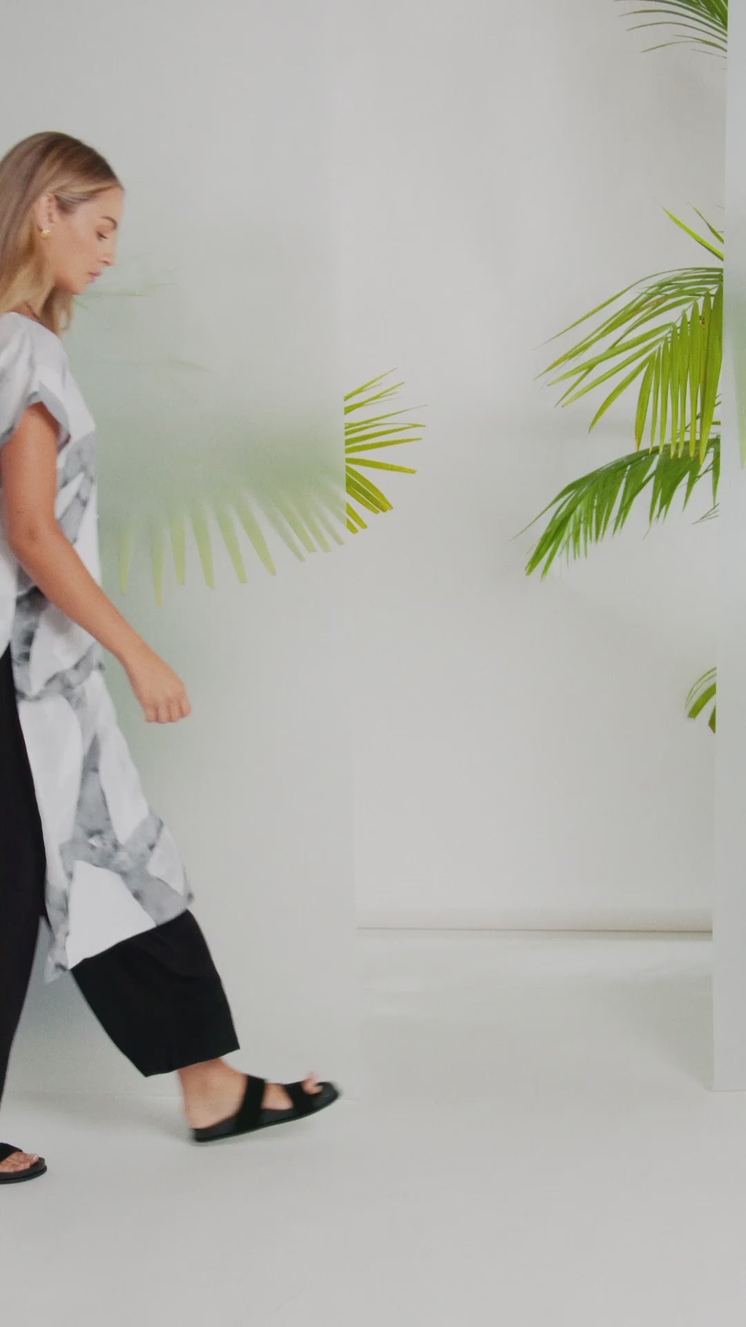 Naya Marbled Ribbon Print Round Neck Tunci/Dress  Nas26313