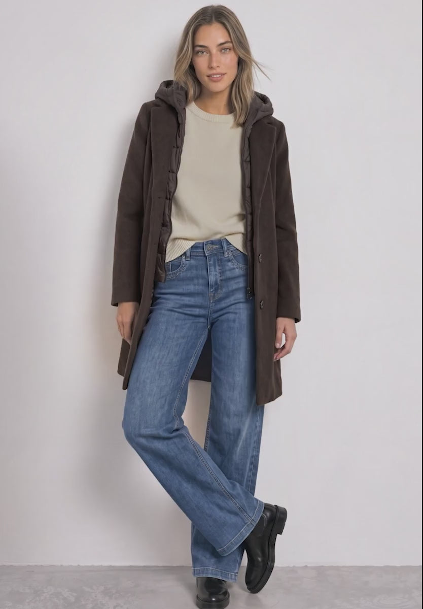 Street One Coat with lapel collar and hood inlay