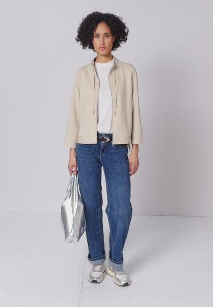 Street One Short Jersey Zip Jacket in Morning Beige 324627