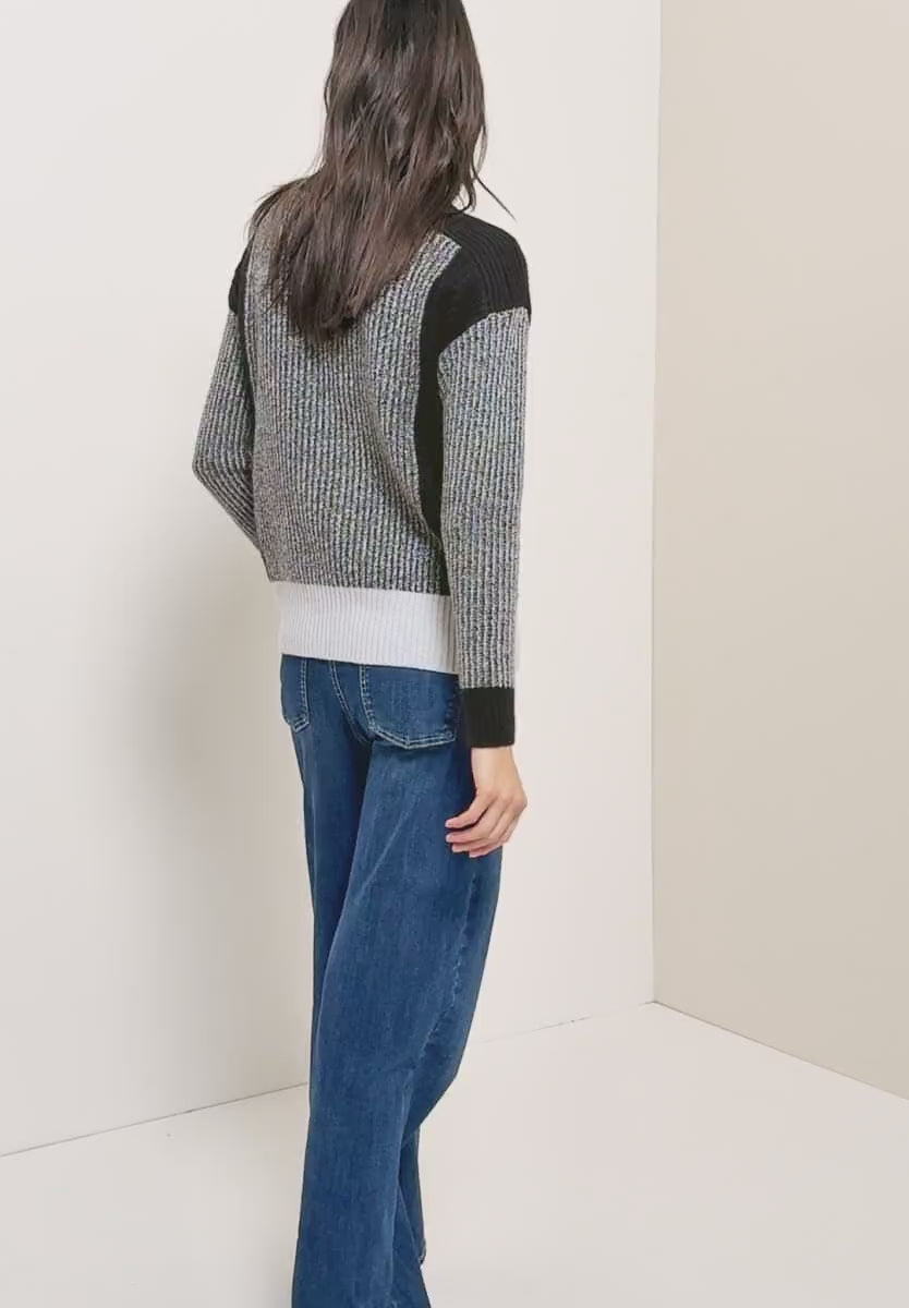 Cecil cotton blend Black Colour Block Jumper 303632