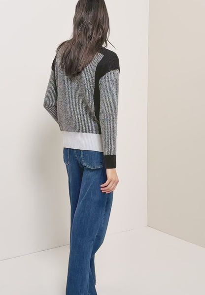 Cecil cotton blend Black Colour Block Jumper 303632