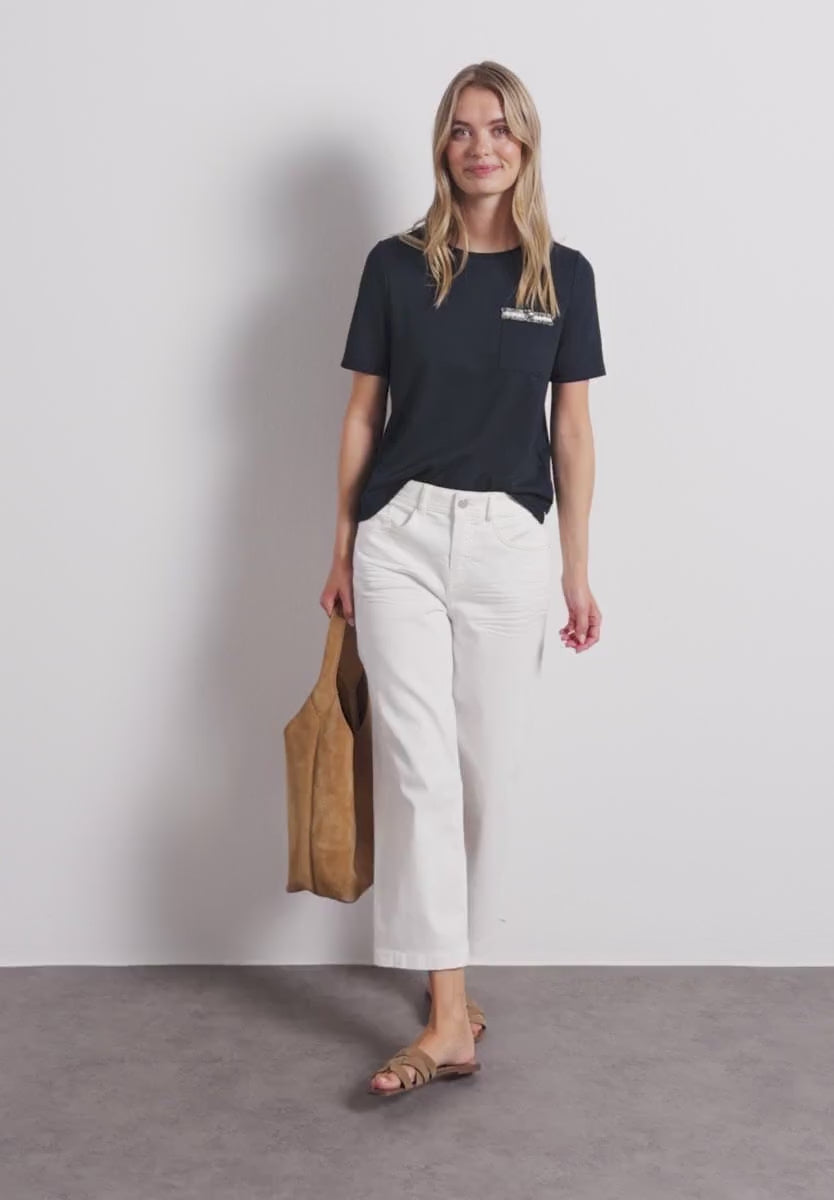 Street One Jersey Top with Chest Pocket Detail | Short Sleeve | 325603