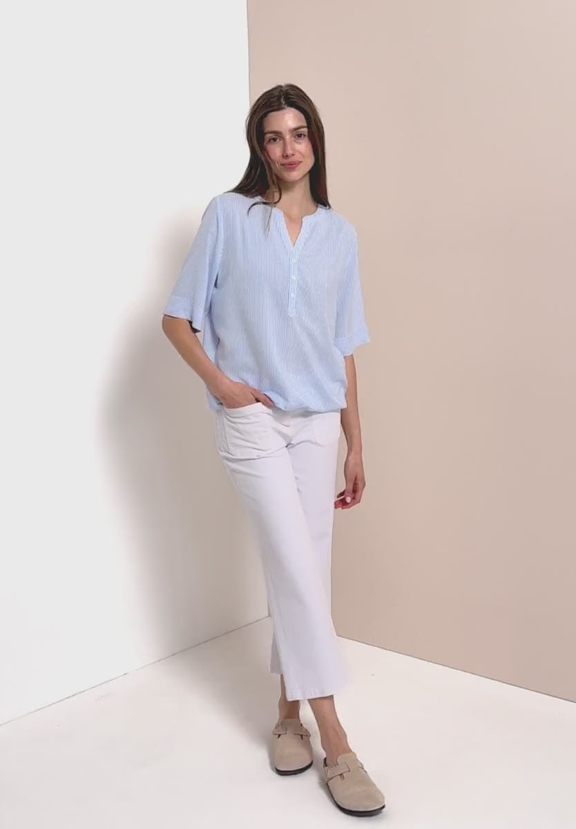 Cecil Short-sleeved blouse with v  neck and stripes 346621