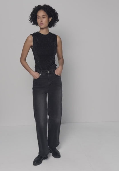 Street One Sleeveless turtleneck with lurex. Black or Champagne 324288