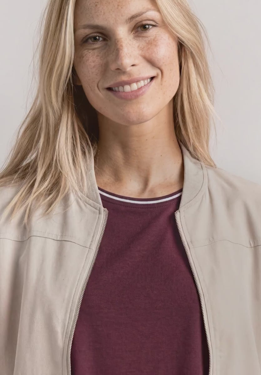 Street One light weight jacket with Zip in Sand 213099 Sand