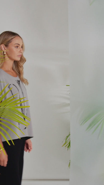 Naya Placement print top with Angle hem  Nas26119