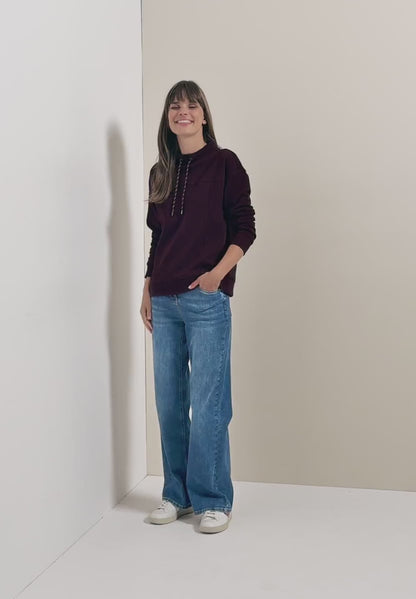 Cecil Funnelneck Sweatshirt in Eggplant red  303586