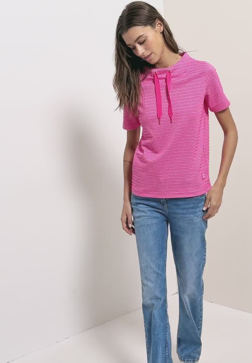 Cecil Shirt with funnel neck in a two-tone look M in Pink or Navy  324809