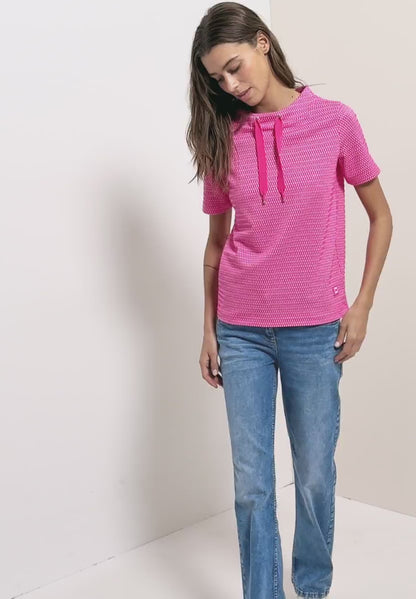 Cecil Shirt with funnel neck in a two-tone look M in Pink or Navy  324809