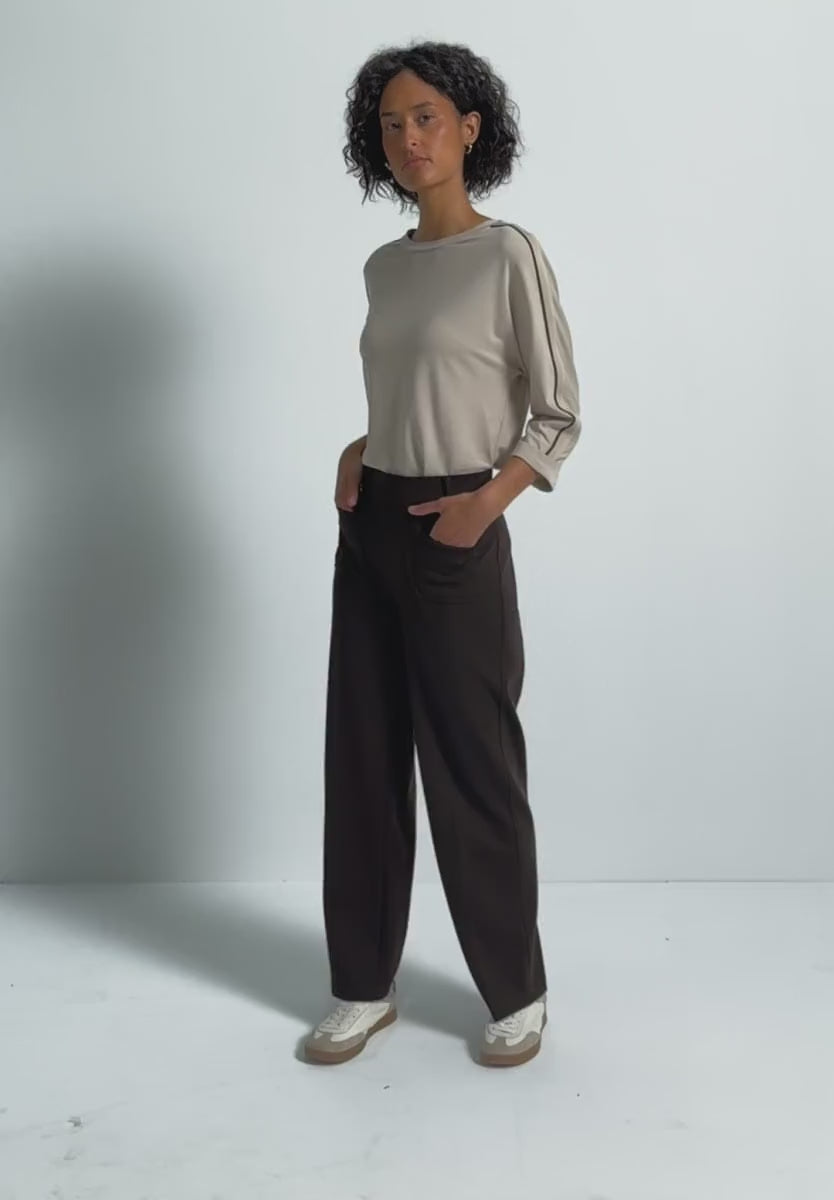 Street One Straight Leg Soft Stretch trousers in Deep Roast Brown 30&quot; 379686