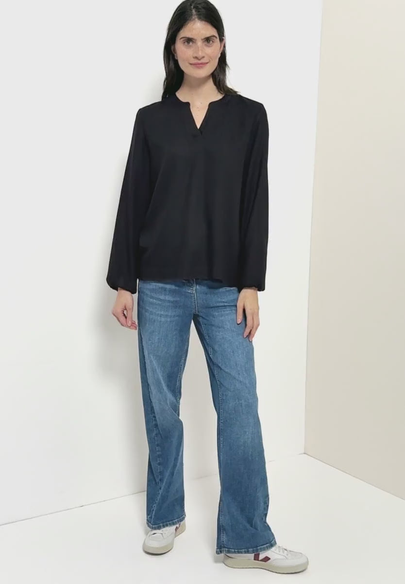 Cecil V Neck Blouse with glitter neck detail 6150