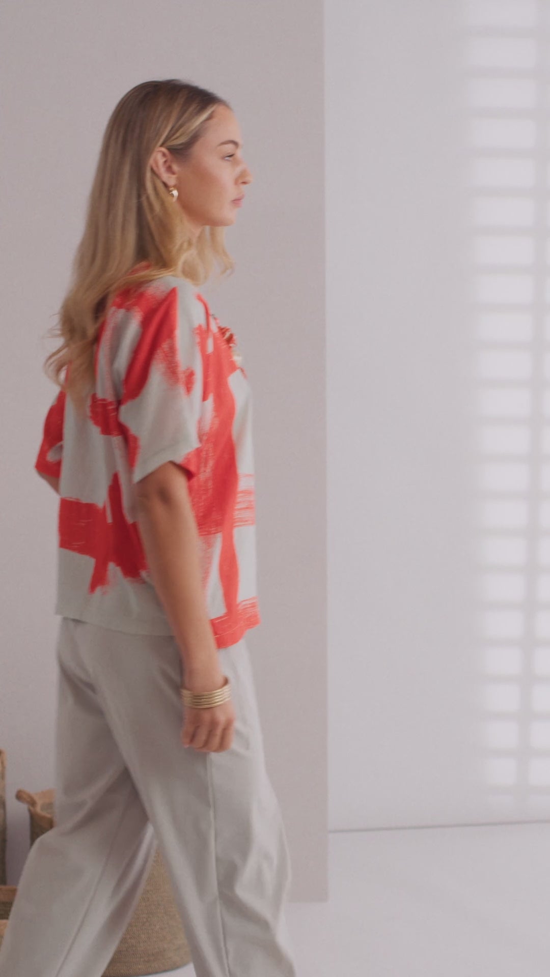 Naya Paintwork Print Round Neck Square Top Npa26122