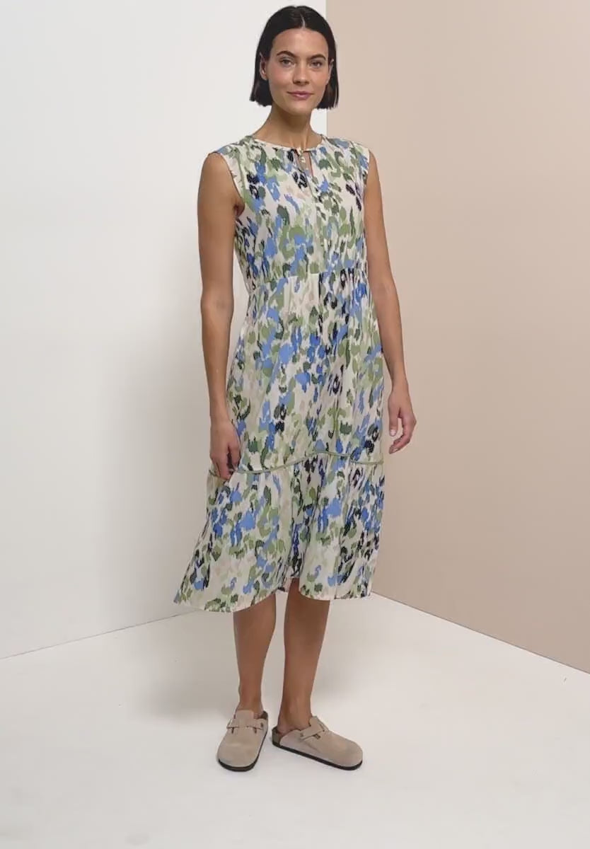 Cecil Sleeveless Midi dress in Matcha green print145009
