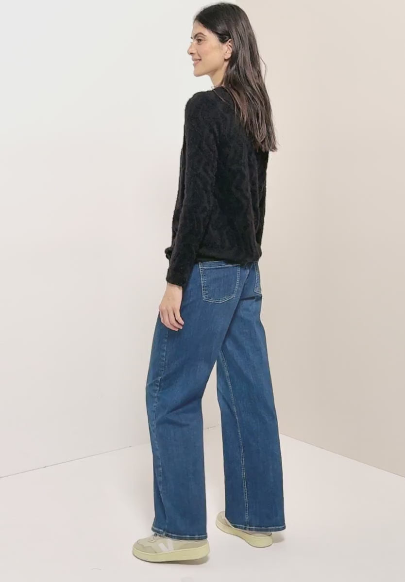 Cecil Feather yarn knit with jacquard pattern and drawstring 324280