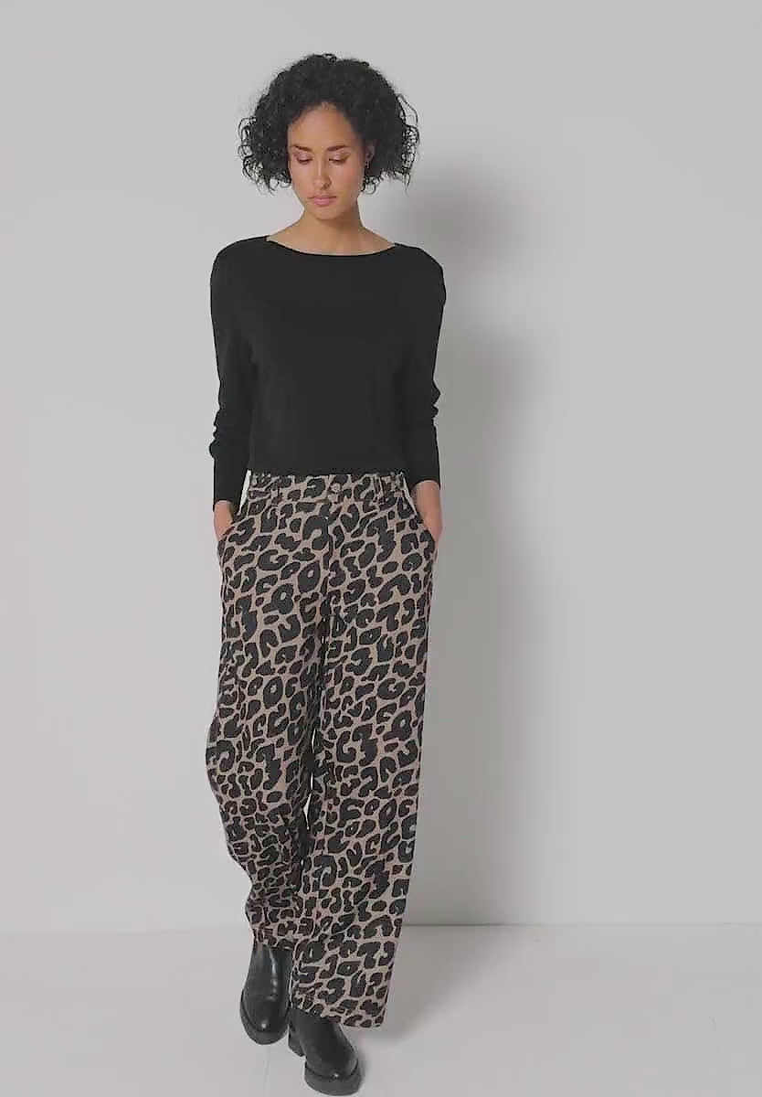 Street One Soft Stretch Trousers in rich Leopard Print 379770