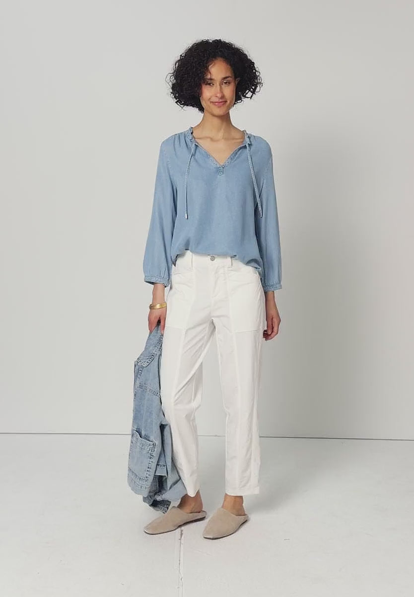 Street One High waist barrel leg trousers in a 28" leg 380801 White