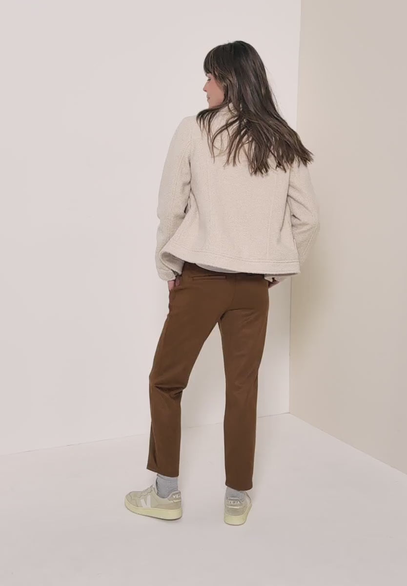 Cecil Velour Joggers in Cognac. 28&quot; Leg 38042