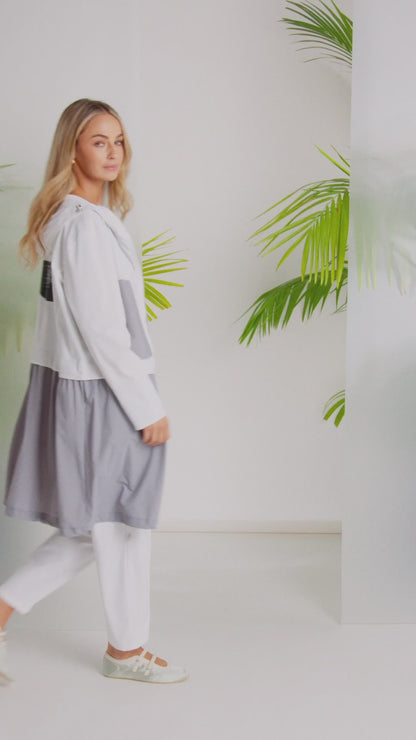 Naya Hooded Jacket With Contrast Sections And Drawstring Hem Nas26191