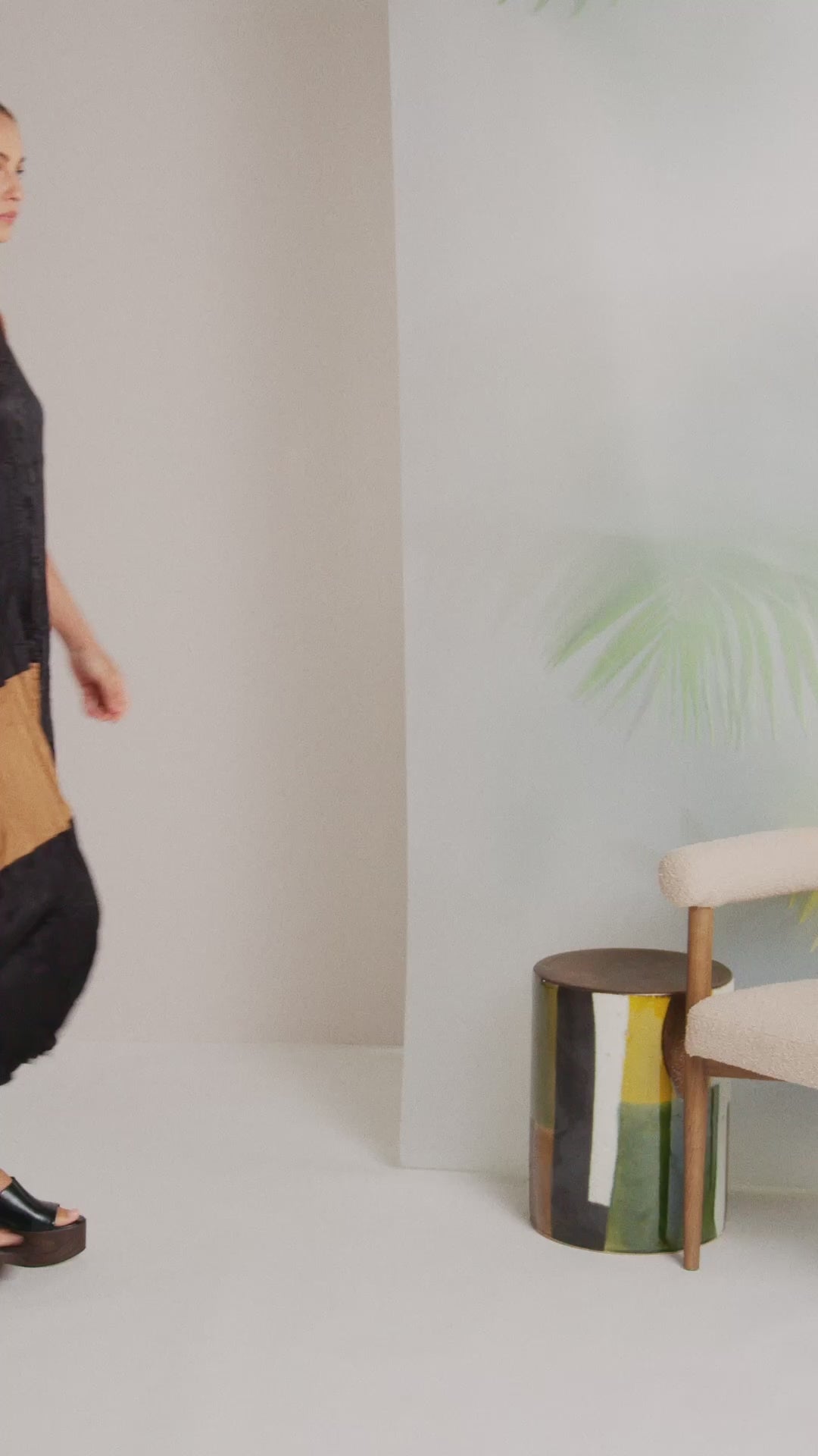 Naya Round Neck Crushed Dress With Colour Bands Nas26288