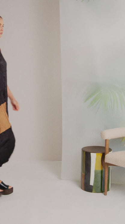 Naya Round Neck Crushed Dress With Colour Bands Nas26288