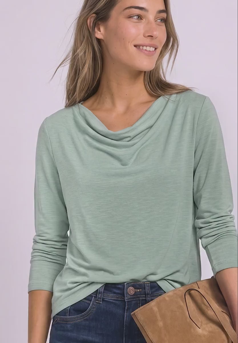 Street One  Silk-look shirt with waterfall front 326056
