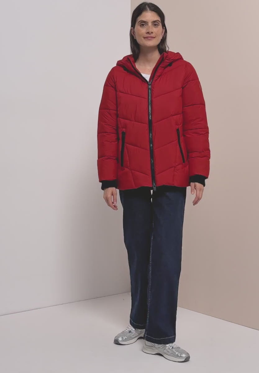 Cecil Midi Length Puffa Rain Jacket with Hood in Autumn Rust 202266