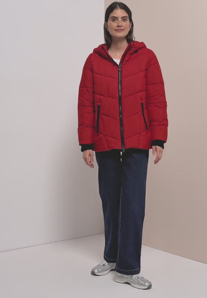Cecil Midi Length Puffa Rain Jacket with Hood in Autumn Rust 202266