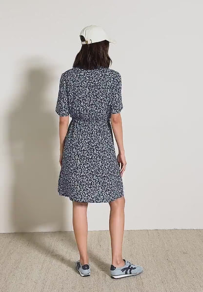 Cecil navy print short dress with drawstring waist 144607
