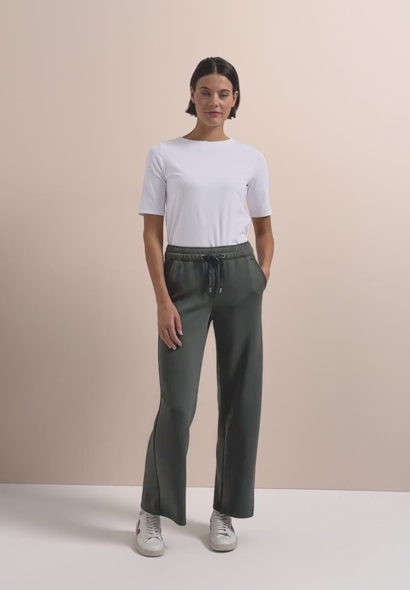 Cecil Olive Green Silk touch Jersey Trousers in 28" Leg 381391