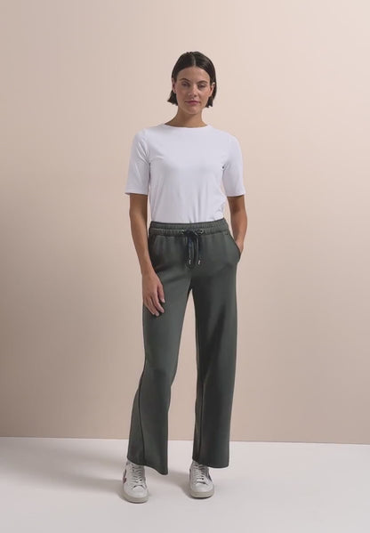 Cecil Olive Green Silk touch Jersey Trousers in 28" Leg 381391