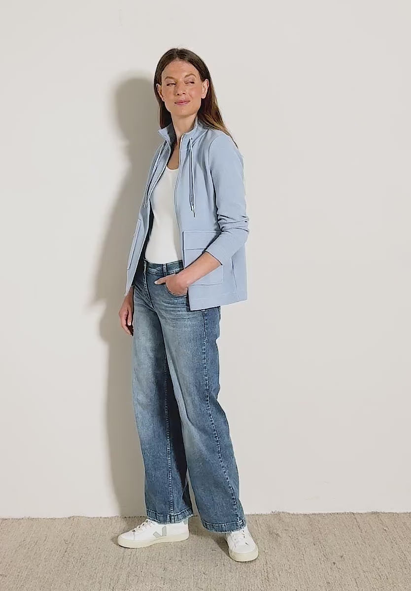 Cecil Cotton Blend textured Zip sweatshirt  with pockets 323723
