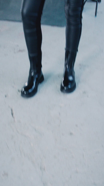 Naya Leatherette and Jersey Leggins Black  Naw25104