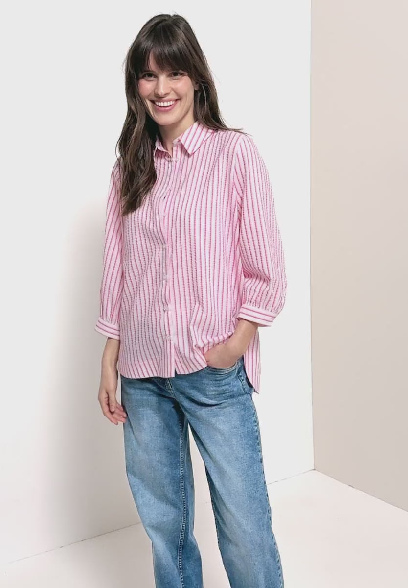 Cecil Pink Candy stripe Seersucker Blouse 346420