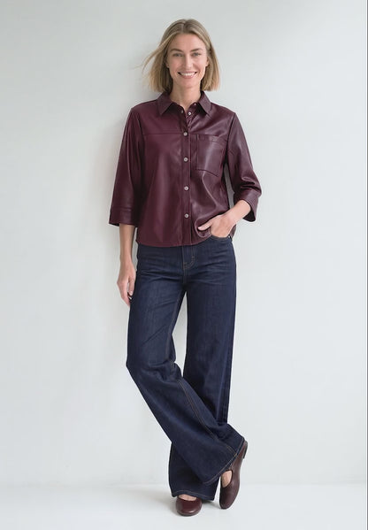 Street One  3/4-sleeve shirt blouse in a leather look 346947