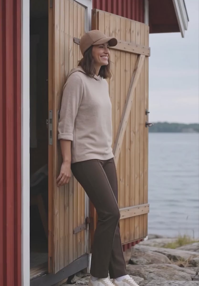 Cecil Pull On High waist bootcut trousers in a slim fit 30" Leg Brown
