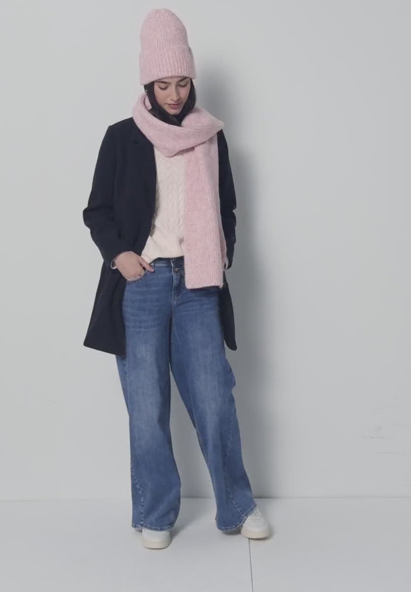 Street One long ribbed scarf in Pink melange 572848 Pink