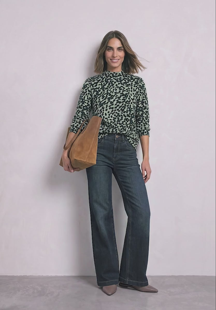 Street One Turtleneck sweater with leopard print 304156