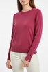 Raspberry knit - cuff split with 3 gold buttons