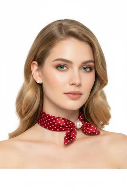 Red Polka Dot Neck Scarf - Different Model