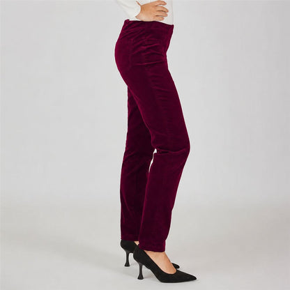 Robell Bella Needlecord Trousers in Taupe or Burgundy 52457 54363