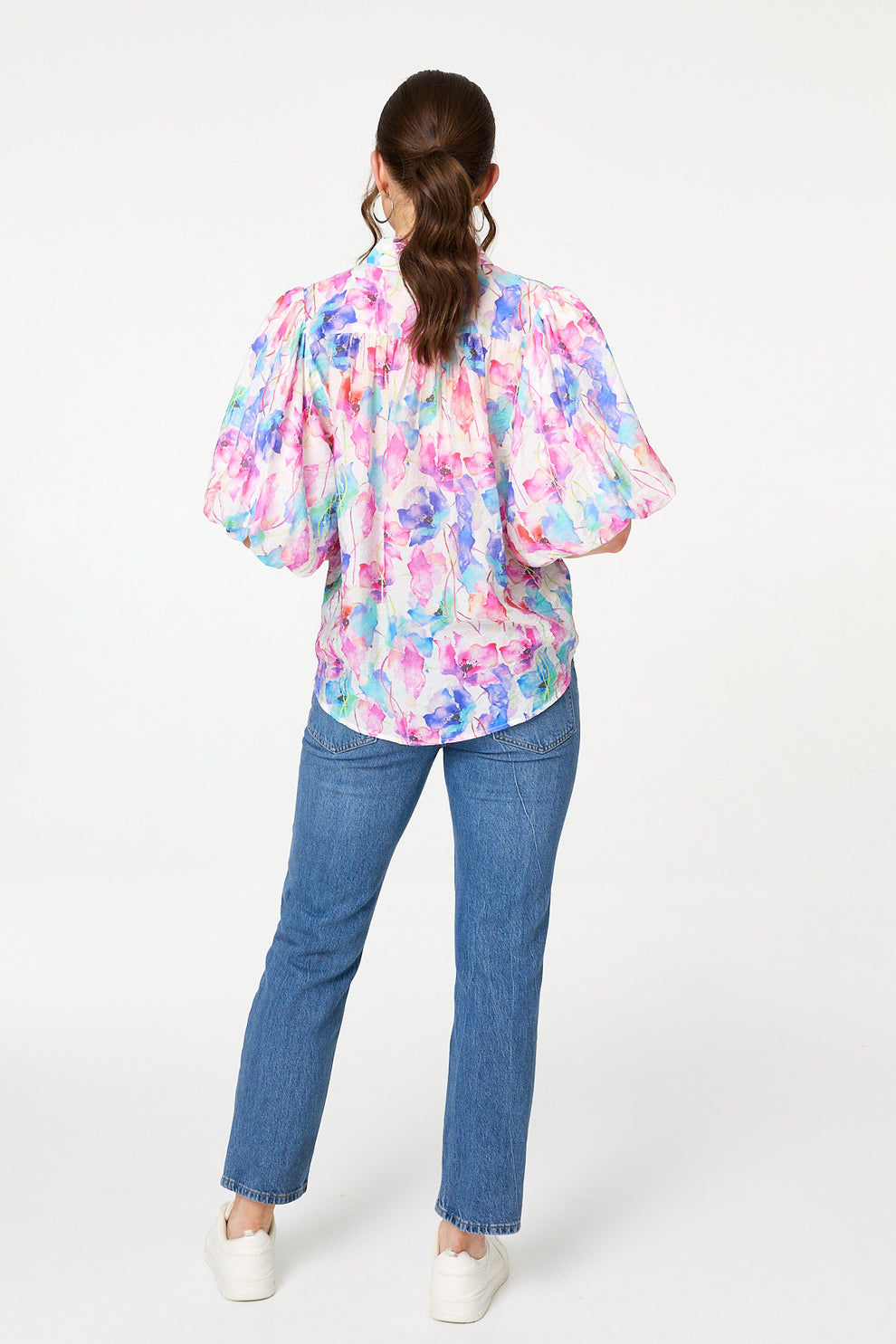 Stella Morgan Floral Print Puff Sleeve blouse T182292