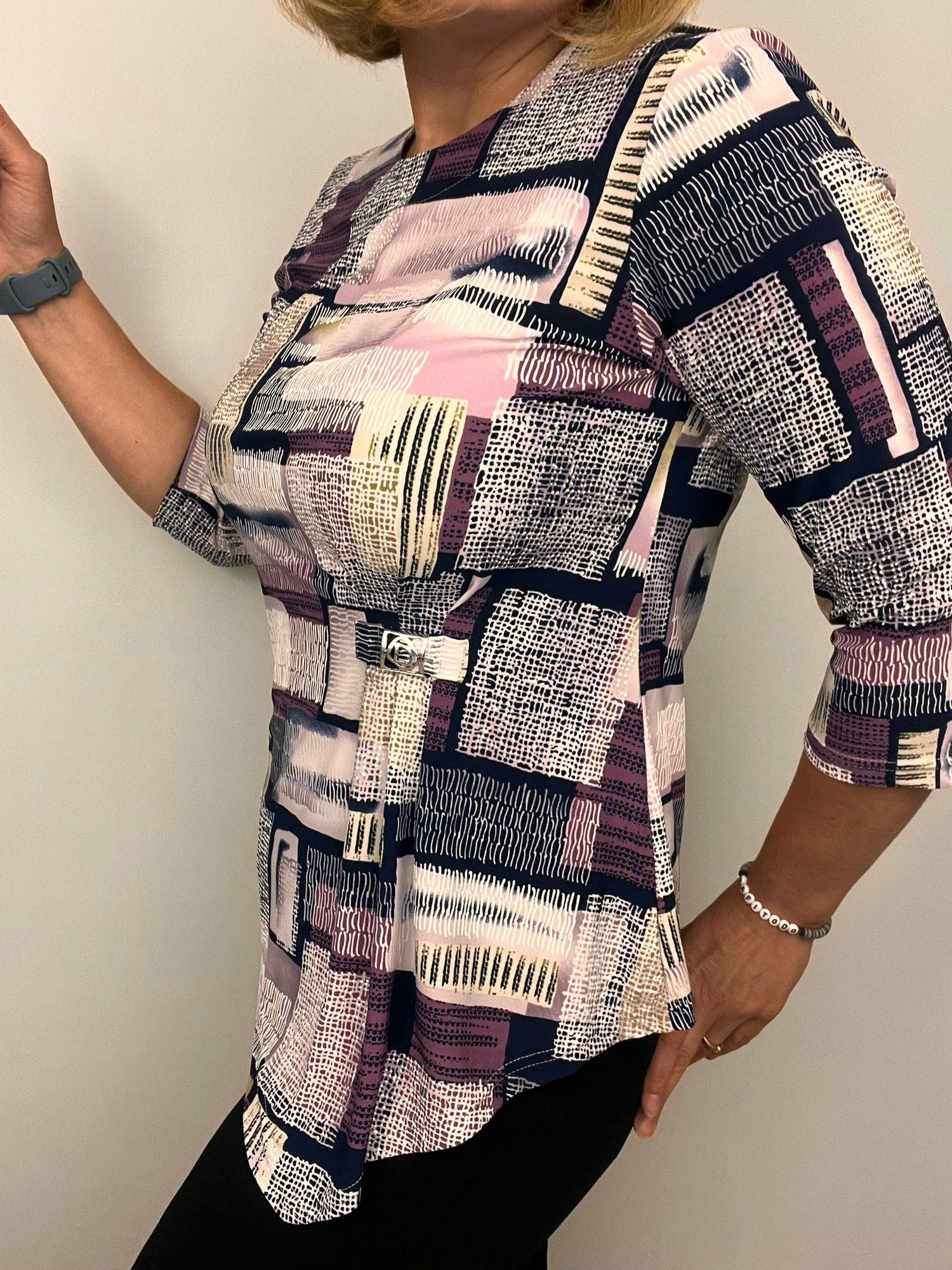 Ilona Drape front top with  Brooch detail