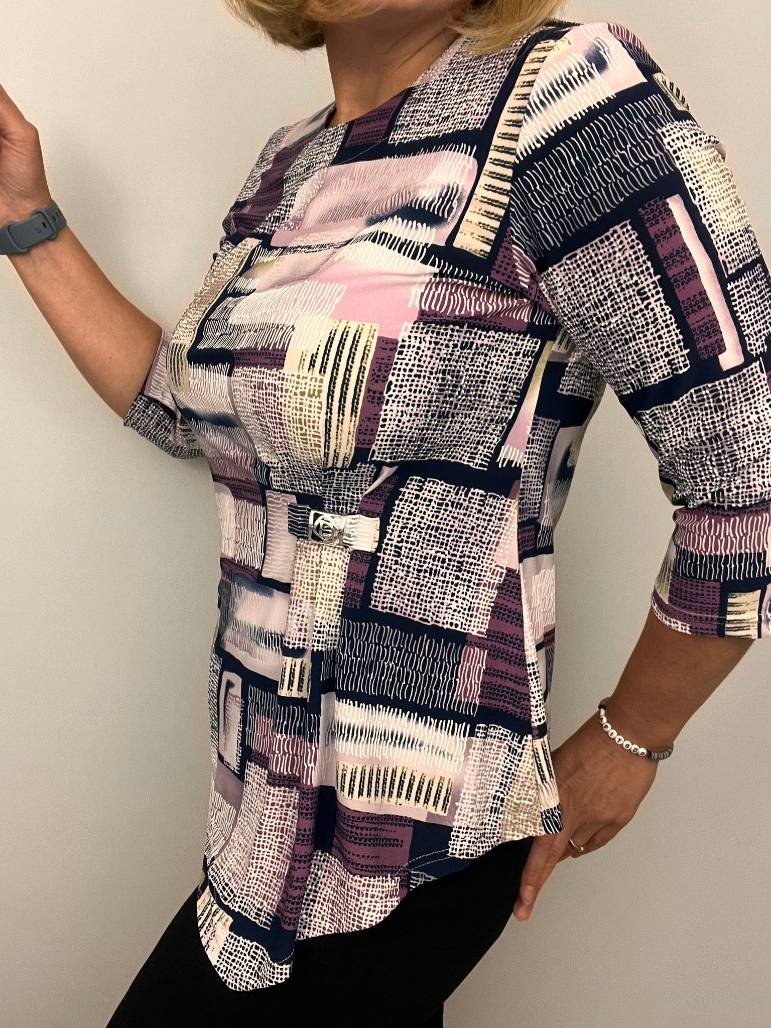 Ilona Drape front top with  Brooch detail