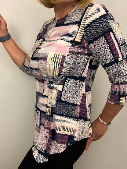 Ilona Drape front top with  Brooch detail