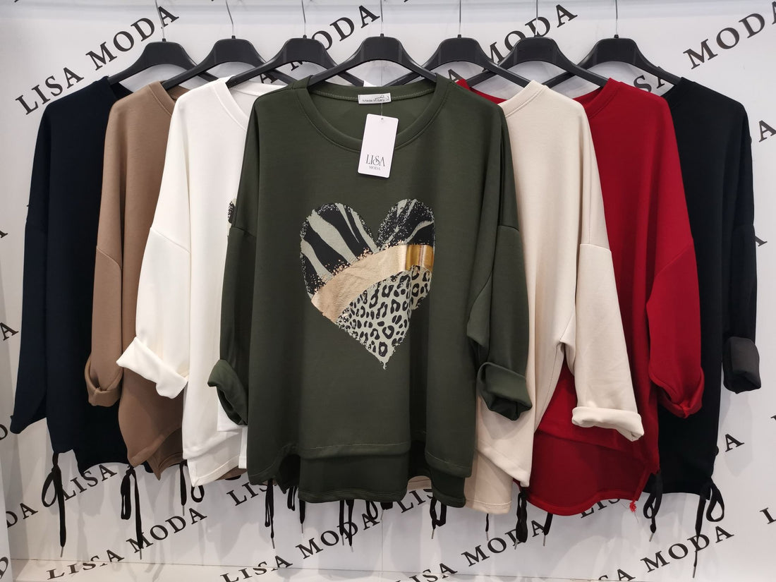 Lisa Sweatshirt with Foil heart. All Colours