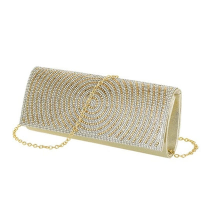 Pulse Gold Satin Clutch bag with Gold Diamante detail 1128092