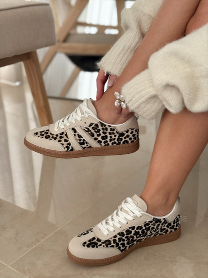 Cream Leopard Print Trainer