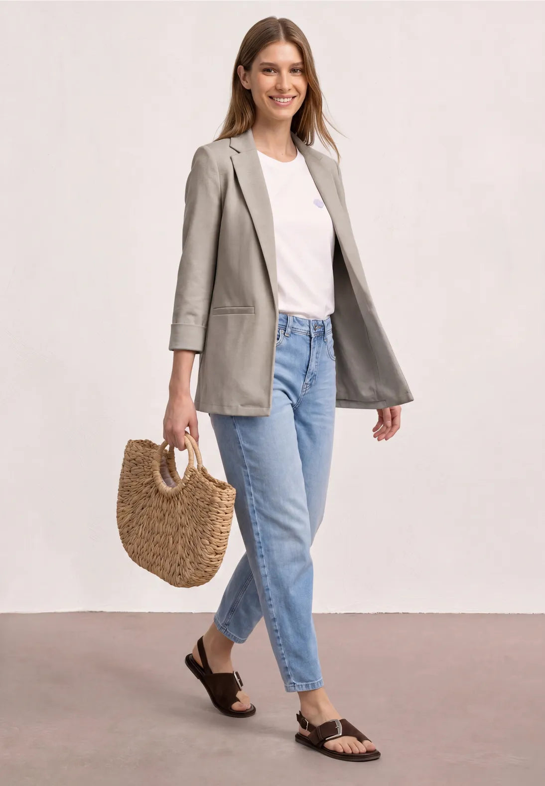 Street One open blazer in Sand 213049